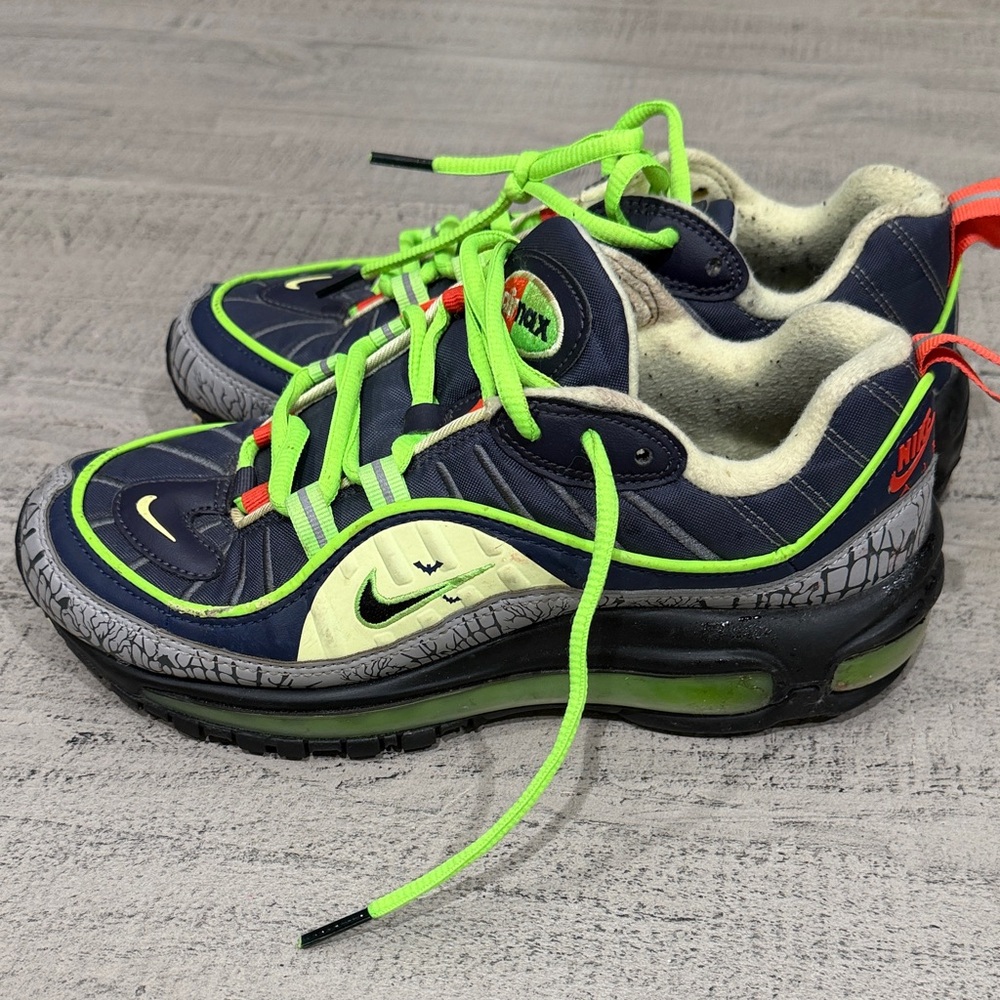 Nike Kids Navy and Neon Green Air Max 98 Style Sneakers